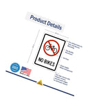 No Bikes Sign 10X14 040 Rust Free Aluminum Made In Usa Uv Protected And Weatherproof A82 588Al