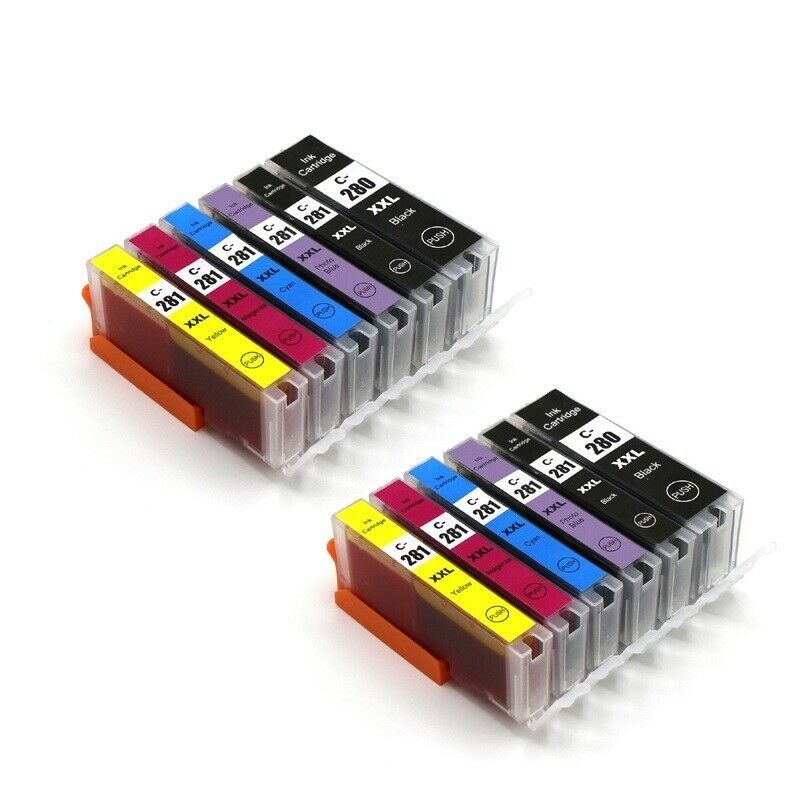 12 Pk Pgi 280 Cli 281 Xxl Ink Cartridges Chip For Canon Ts8120 Ts8220 Ts8100