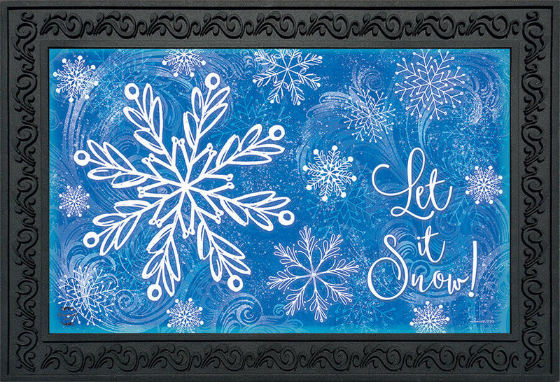 Glistening Snowflakes Winter Doormat Let It Snow Indoor Outdoor 18 X 30