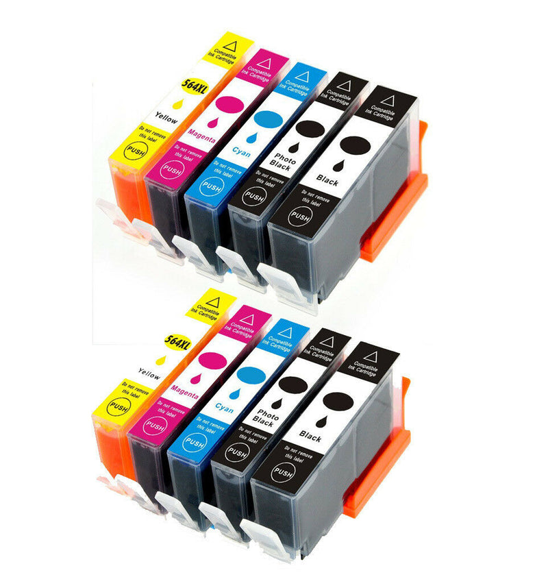 10 Pk Ink Cartridges Chip For 564Xl Printer Photosmart B8550 C6340 C6350 D7560