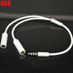 3 5Mm Jack To Double Out Audio Headset Earphone Splitter Plug For Samsung Galaxy